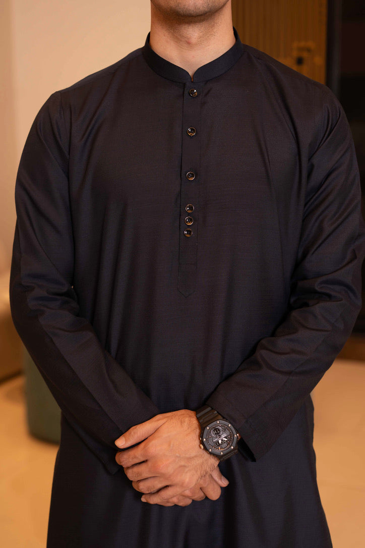 ZARBOL Navy Charcoal Kurta Shalwar – The Essence of Timeless Grace