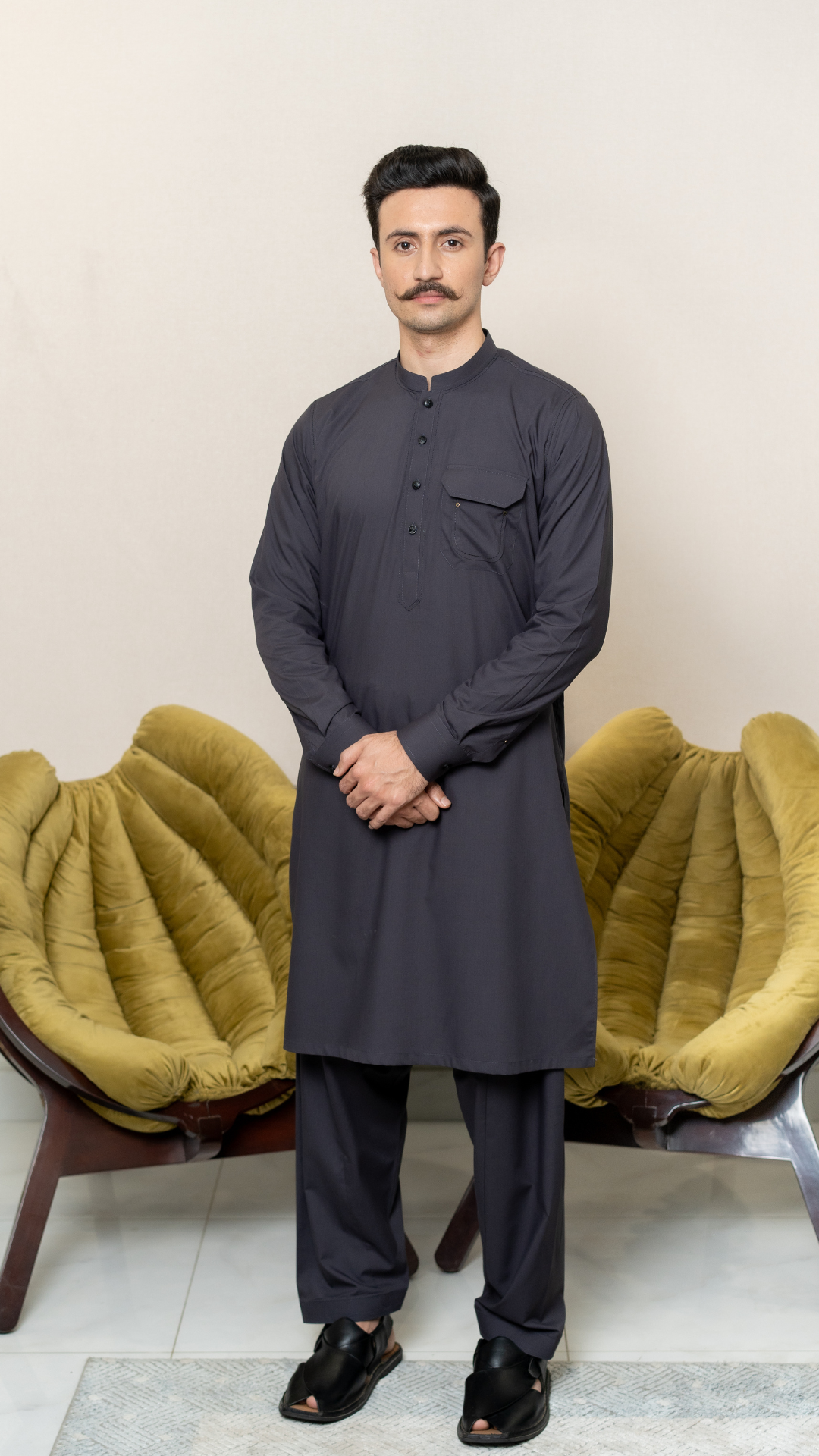 Black & Grey Kameez Shalwar