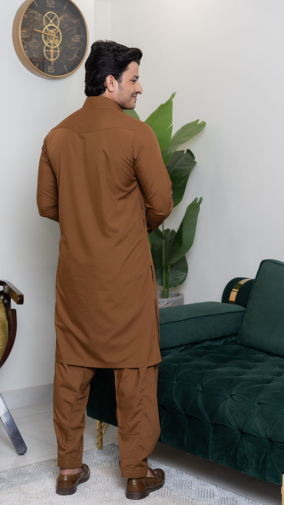 Golden Brown Kameez Shalwar