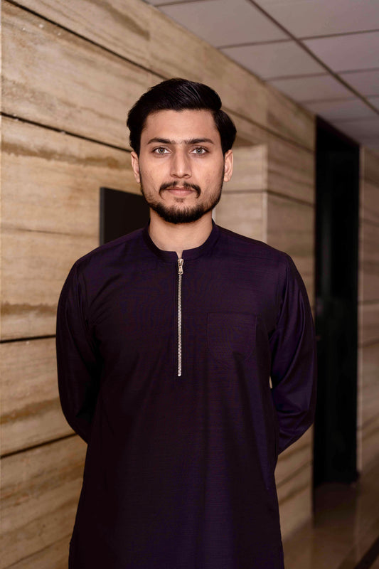 ZARBOL Dark Purple Kurta Shalwar – A Statement of Royal Elegance