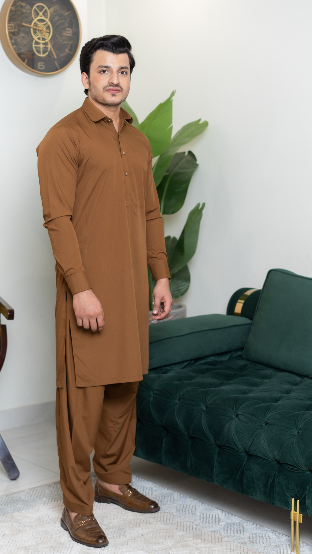 Golden Brown Kameez Shalwar