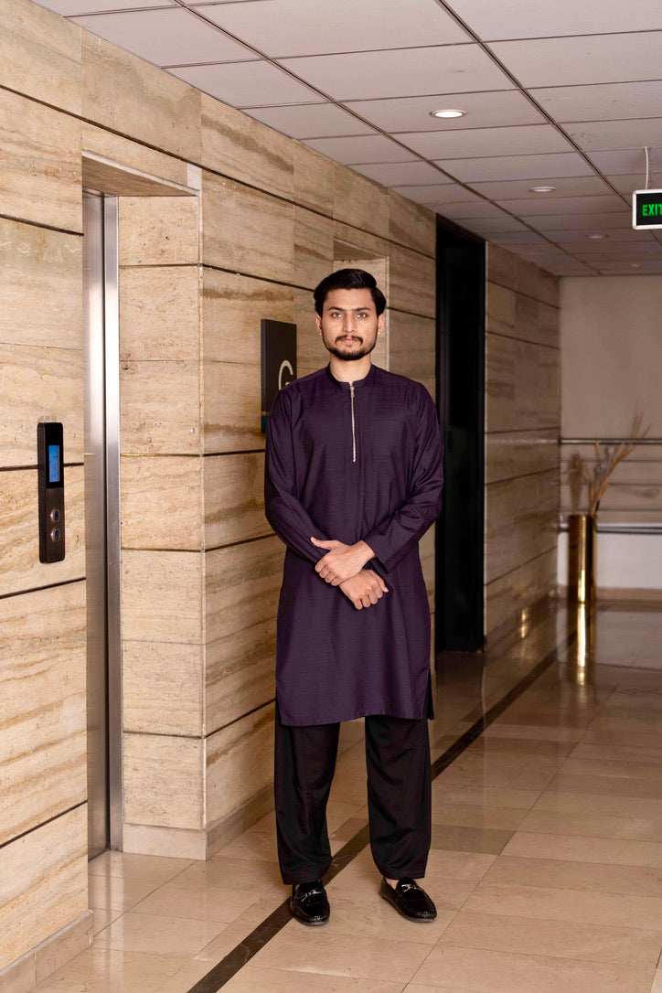 ZARBOL Dark Purple Kurta Shalwar – A Statement of Royal Elegance